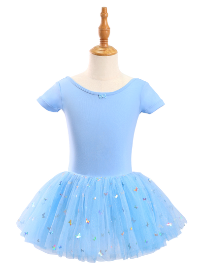 Girls Butterfly Sequin Ballet Leotard Tutu Dress-XY030