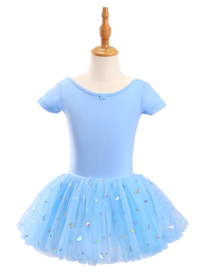Girls Butterfly Sequin Ballet Leotard Tutu Dress-XY030