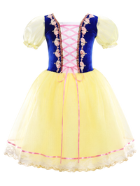 Kids Royal Blue Velvet Pink Lace Princess Dance Costume