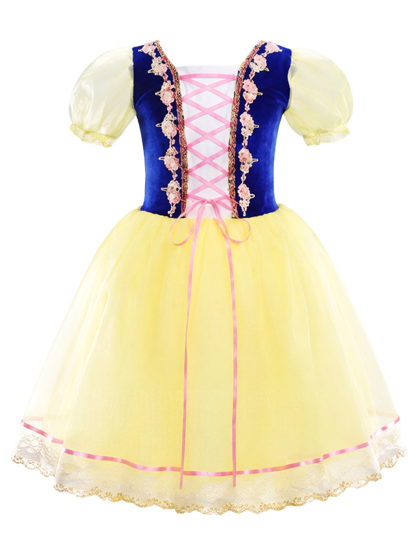 Kids Royal Blue Velvet Pink Lace Princess Dance Costume