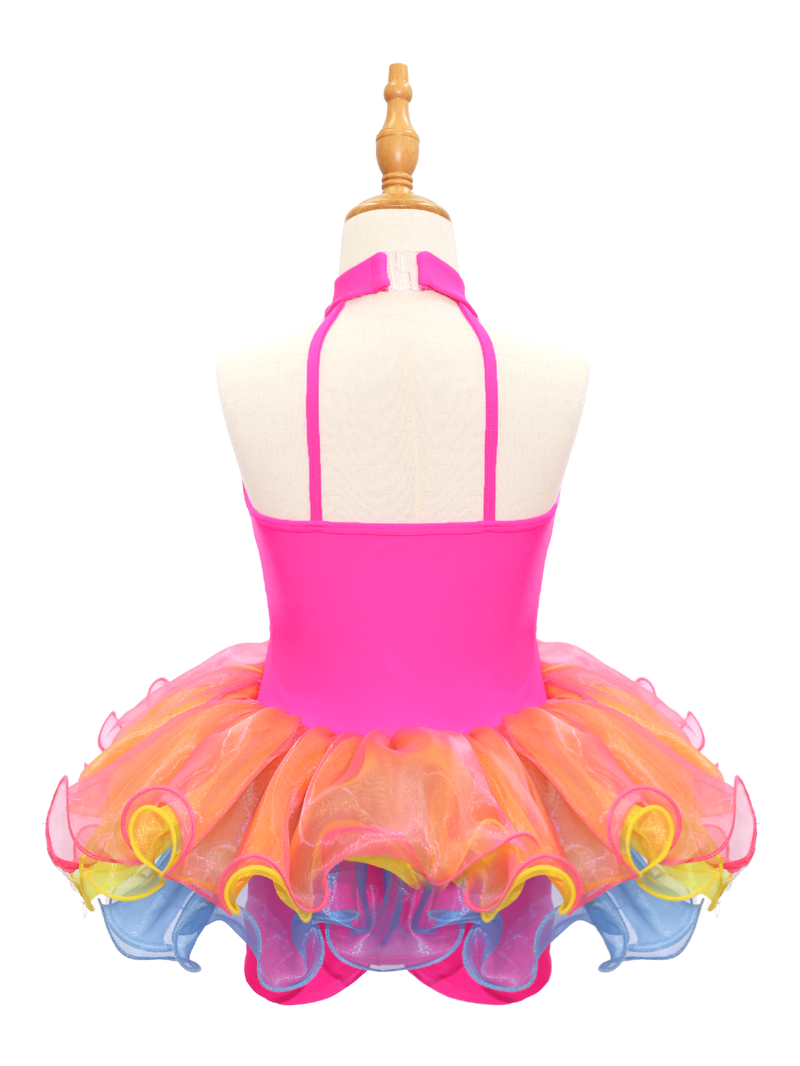 Rainbow Sequin Kids Jazz Dance Costume-JSP018