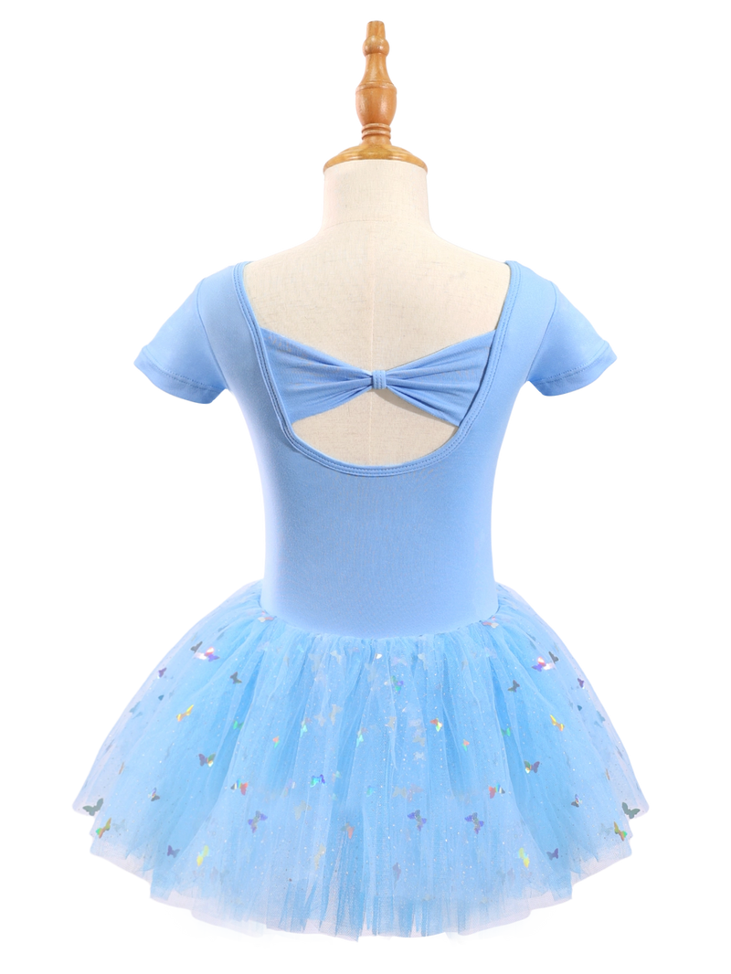 Girls Butterfly Sequin Ballet Leotard Tutu Dress-XY030