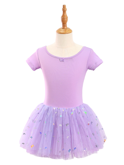 Girls Butterfly Sequin Ballet Leotard Tutu Dress-XY030