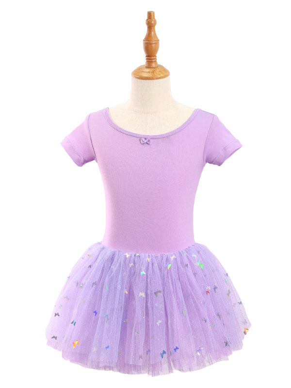Girls Butterfly Sequin Ballet Leotard Tutu Dress-XY030