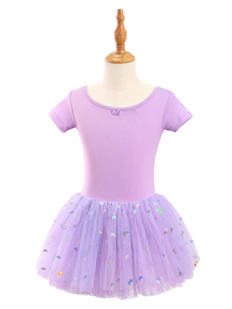 Girls Butterfly Sequin Ballet Leotard Tutu Dress-XY030