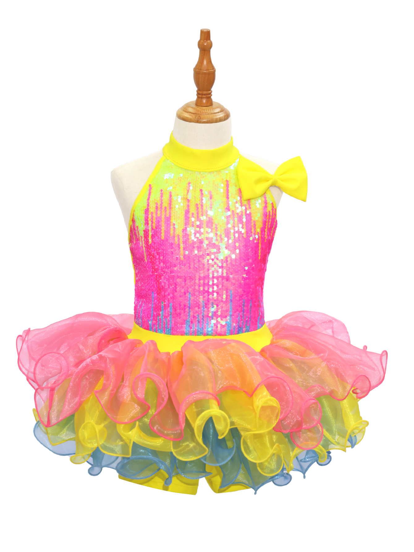 Rainbow Sequin Kids Jazz Dance Costume-JSP018