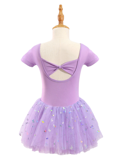 Girls Butterfly Sequin Ballet Leotard Tutu Dress-XY030