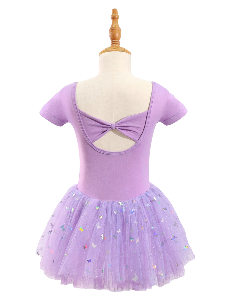 Girls Butterfly Sequin Ballet Leotard Tutu Dress-XY030
