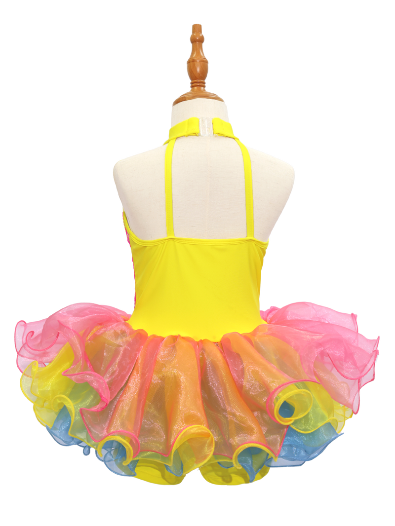Rainbow Sequin Kids Jazz Dance Costume-JSP018