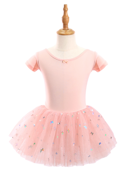 Girls Butterfly Sequin Ballet Leotard Tutu Dress-XY030