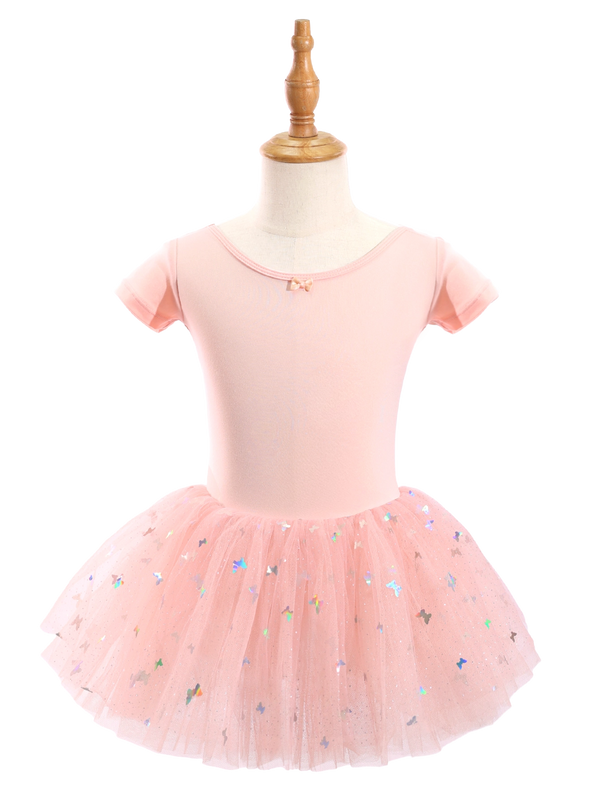 Girls Butterfly Sequin Ballet Leotard Tutu Dress-XY030