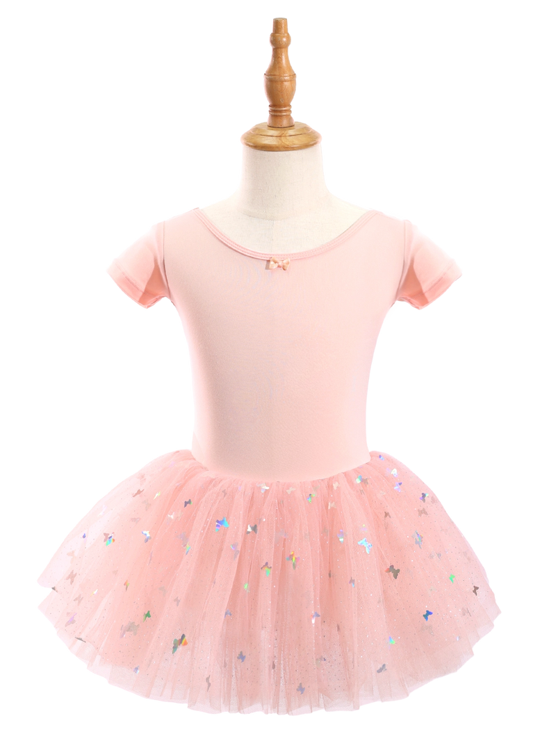 Girls Butterfly Sequin Ballet Leotard Tutu Dress-XY030