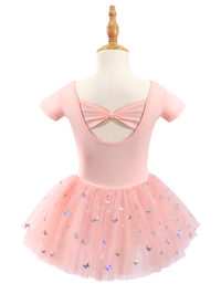 Girls Butterfly Sequin Ballet Leotard Tutu Dress-XY030