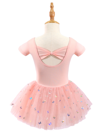 Girls Butterfly Sequin Ballet Leotard Tutu Dress-XY030