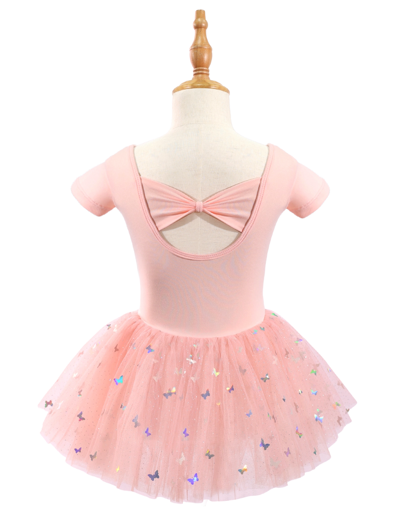 Girls Butterfly Sequin Ballet Leotard Tutu Dress-XY030