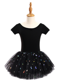 Girls Butterfly Sequin Ballet Leotard Tutu Dress-XY030