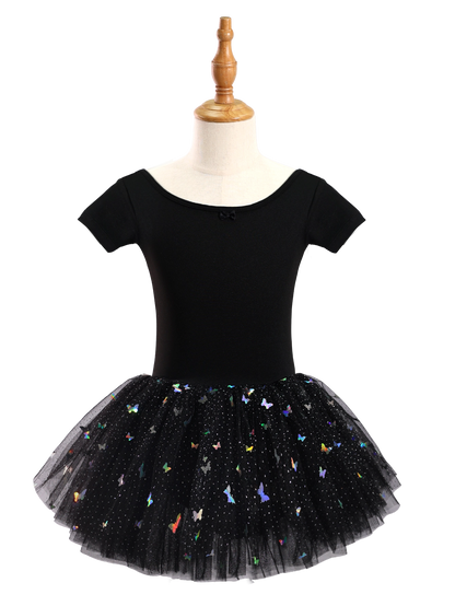 Girls Butterfly Sequin Ballet Leotard Tutu Dress-XY030
