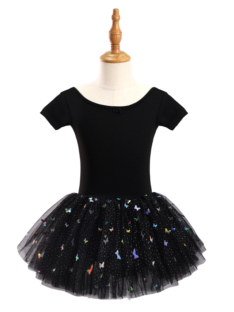 Girls Butterfly Sequin Ballet Leotard Tutu Dress-XY030
