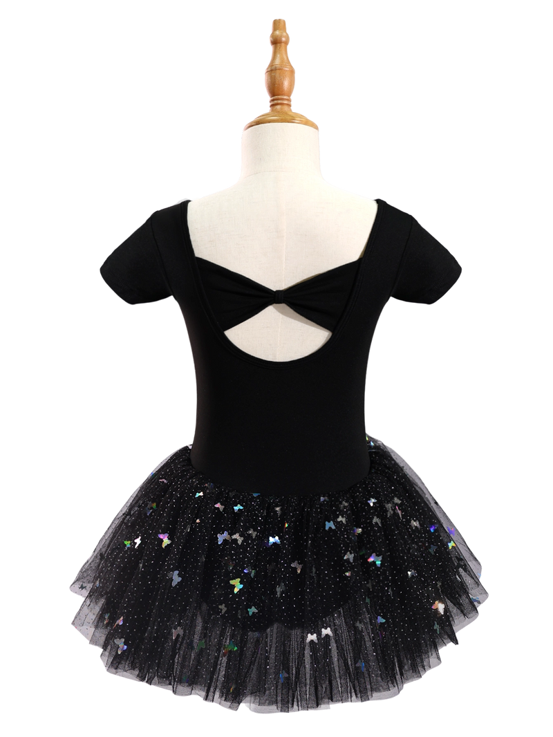 Girls Butterfly Sequin Ballet Leotard Tutu Dress-XY030