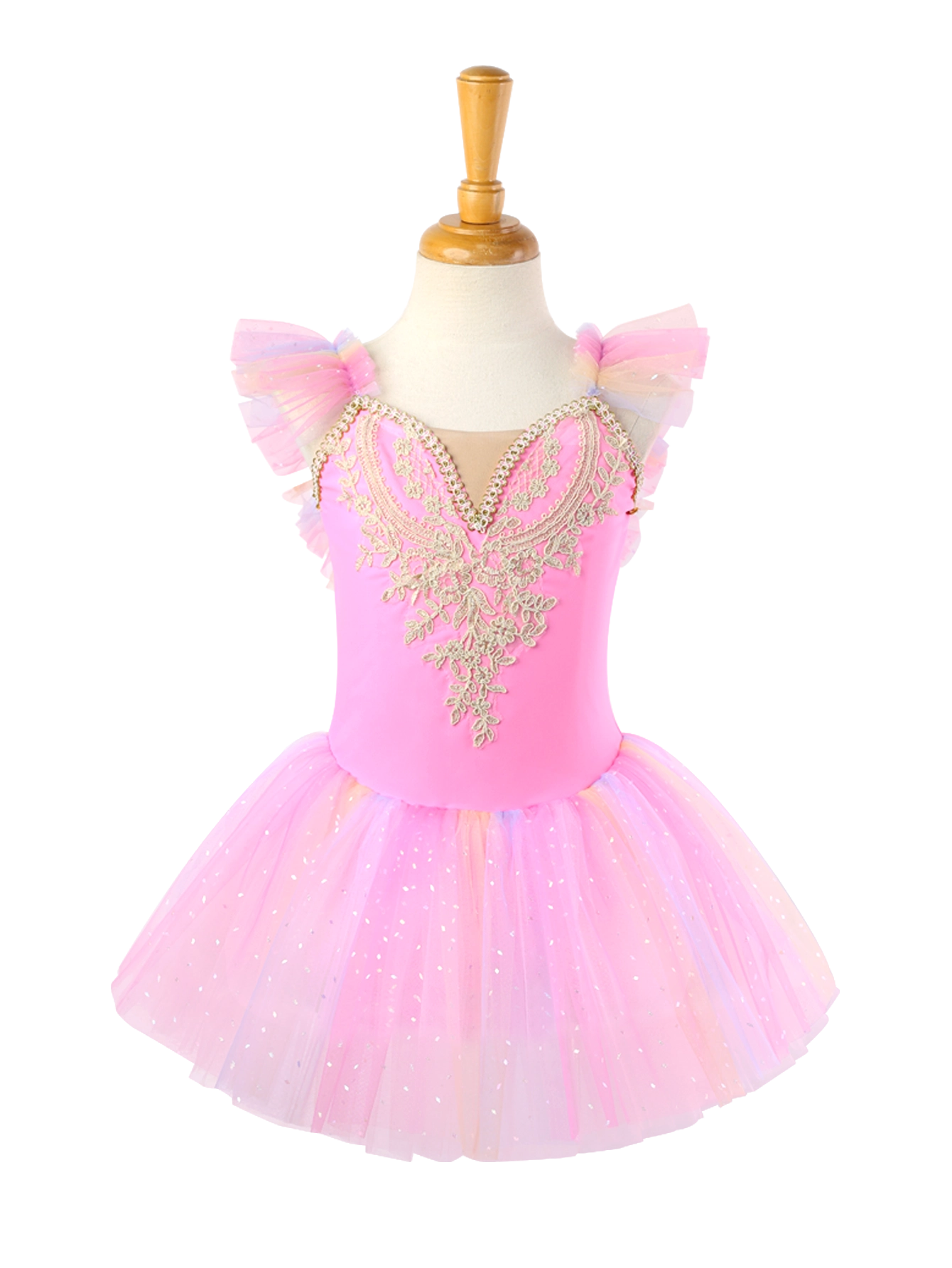 Girls Pink Lace Ballet Leotard Princess Tutu Dress-ALP023