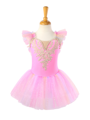 Girls Pink Lace Ballet Leotard Princess Tutu Dress-ALP023