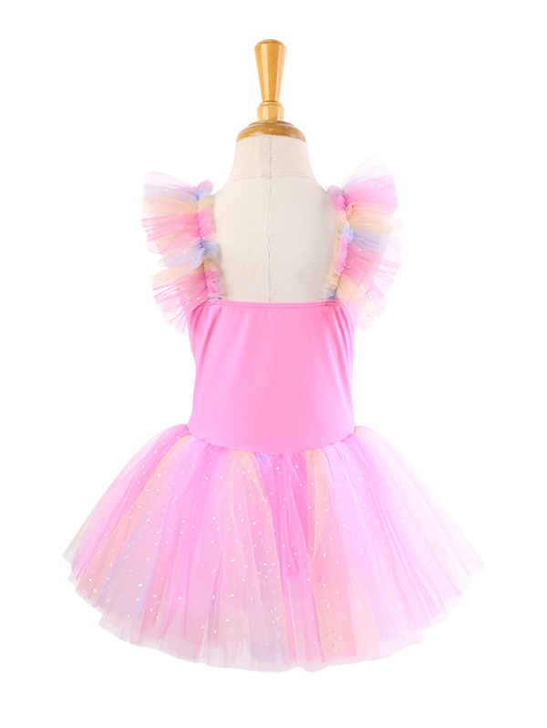 Girls Pink Lace Ballet Leotard Princess Tutu Dress-ALP023