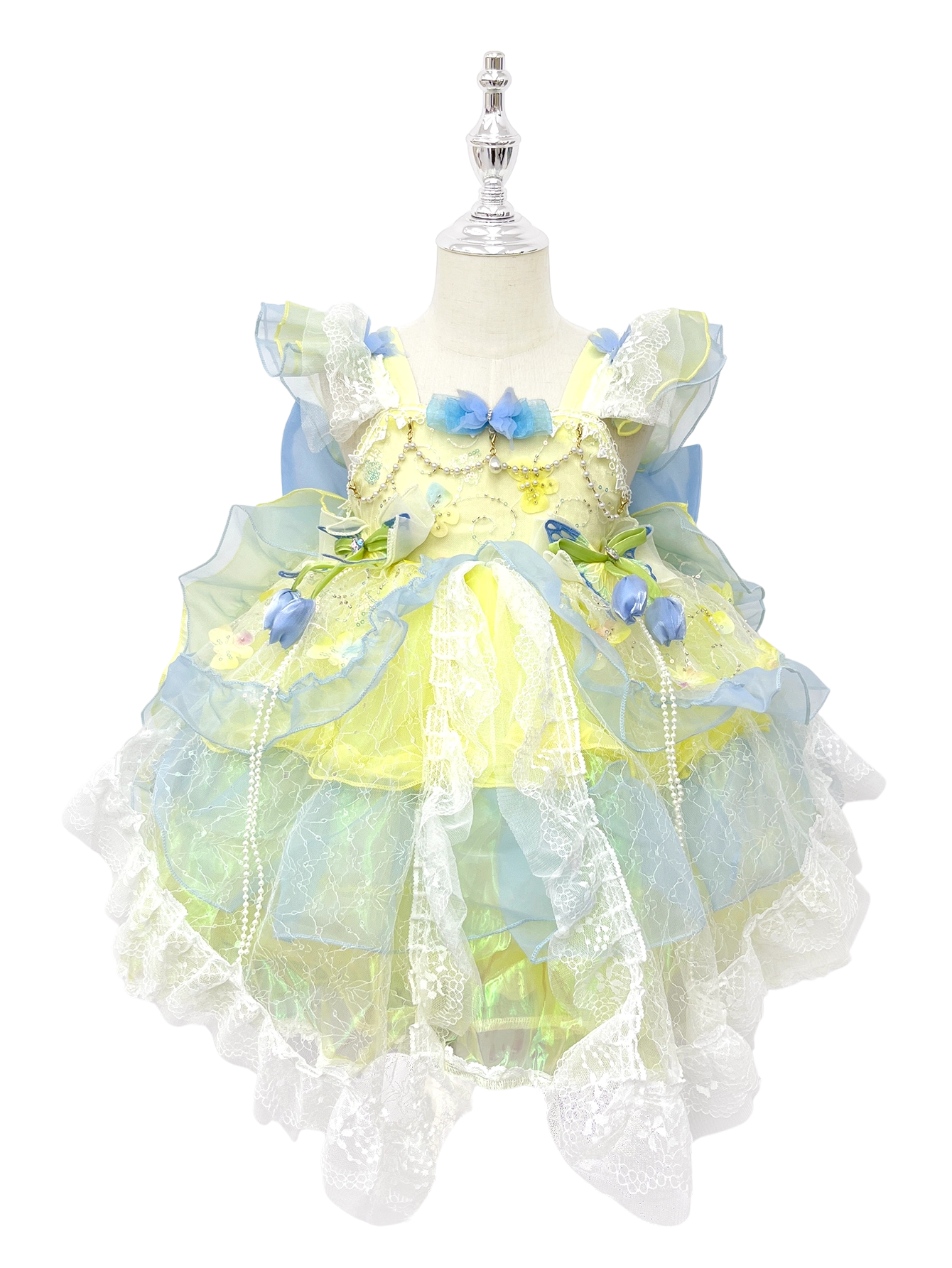 Yellow Blue Tulip Lolita Princess Dress for Toddler Girls-W26009