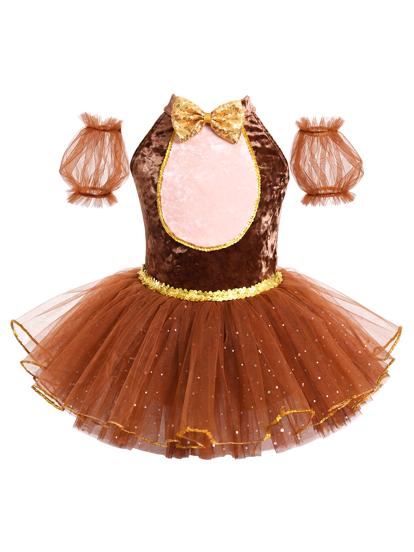 Kids Monkey Theme Halter Sequin Tulle Ballet Performance Dress