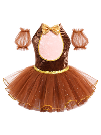 Kids Monkey Theme Halter Sequin Tulle Ballet Performance Dress