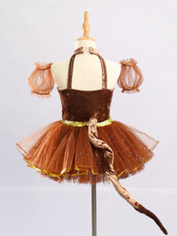 Kids Monkey Theme Halter Sequin Tulle Ballet Performance Dress