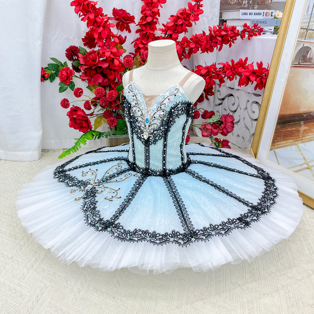 Professional Paquita Blue Gradient Lace Ballet Performance Costume - Customizable for Adults and Children-MDT1675