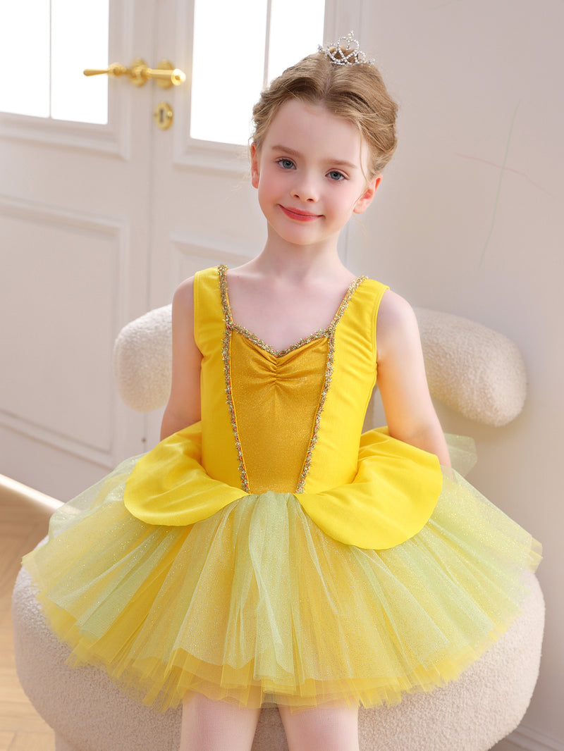 Mdnmd Yellow Princess Ballet Tutu Dress,Girls Sparkle Dance Costume Yellow / 10-12Y