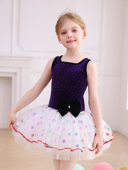 Purple&Red Velvet Polka Dot Princess Dress-ALP091