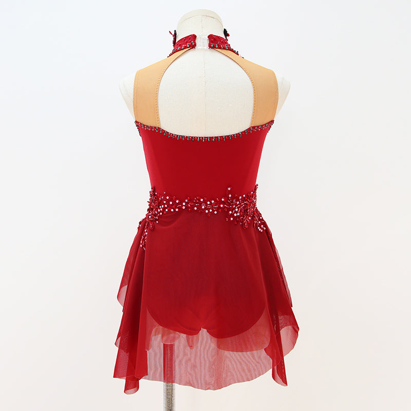 Red Gymnastics & Performance Outfits | Custom Modern Dance & Ballet Wear (Adults & Kids)-MDC0483