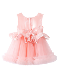 Girls Blush Pink Satin Bow Princess Dress Gown-XGZ8014