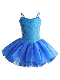 Girls Sequin Cami Ballet Leotard Tutu Dress-TM034
