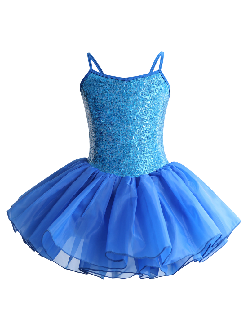 Girls Sequin Cami Ballet Leotard Tutu Dress-TM034