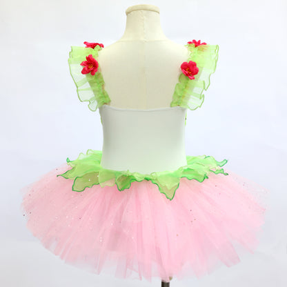 Green & Pink Sequined Ballet Tutu Dress for Dance Performance| Ready-to-Ship