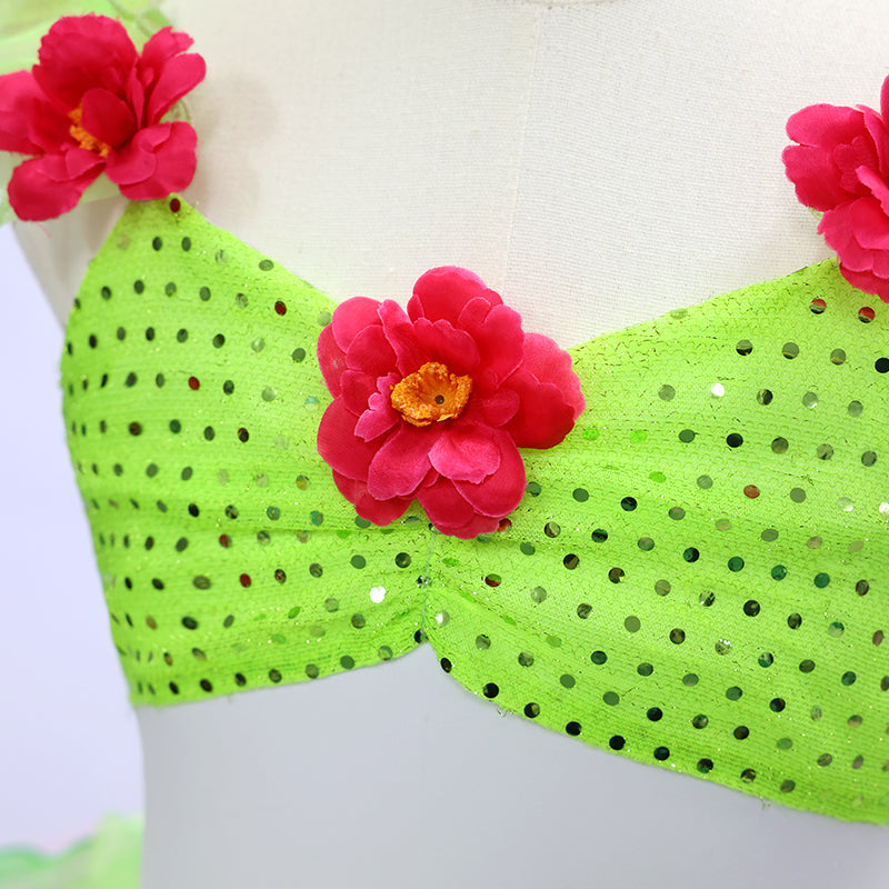 Green & Pink Sequined Ballet Tutu Dress for Dance Performance| Ready-to-Ship