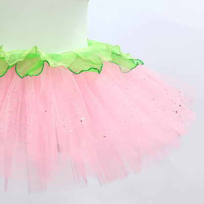 Green & Pink Sequined Ballet Tutu Dress for Dance Performance| Ready-to-Ship
