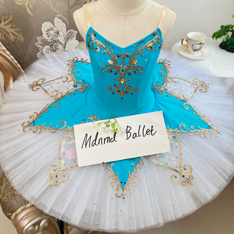 Blue and White Embellished Ballet Tutu Dress for Girls – Sparkling Stagewear - JYT0021