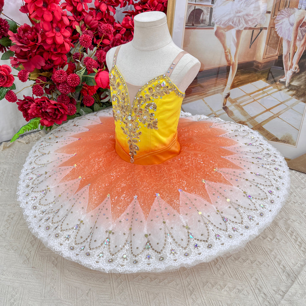 Custom Paquita Ballet Tutu Variation - Golden Embellished Stage Costume for Performances-MDT1544