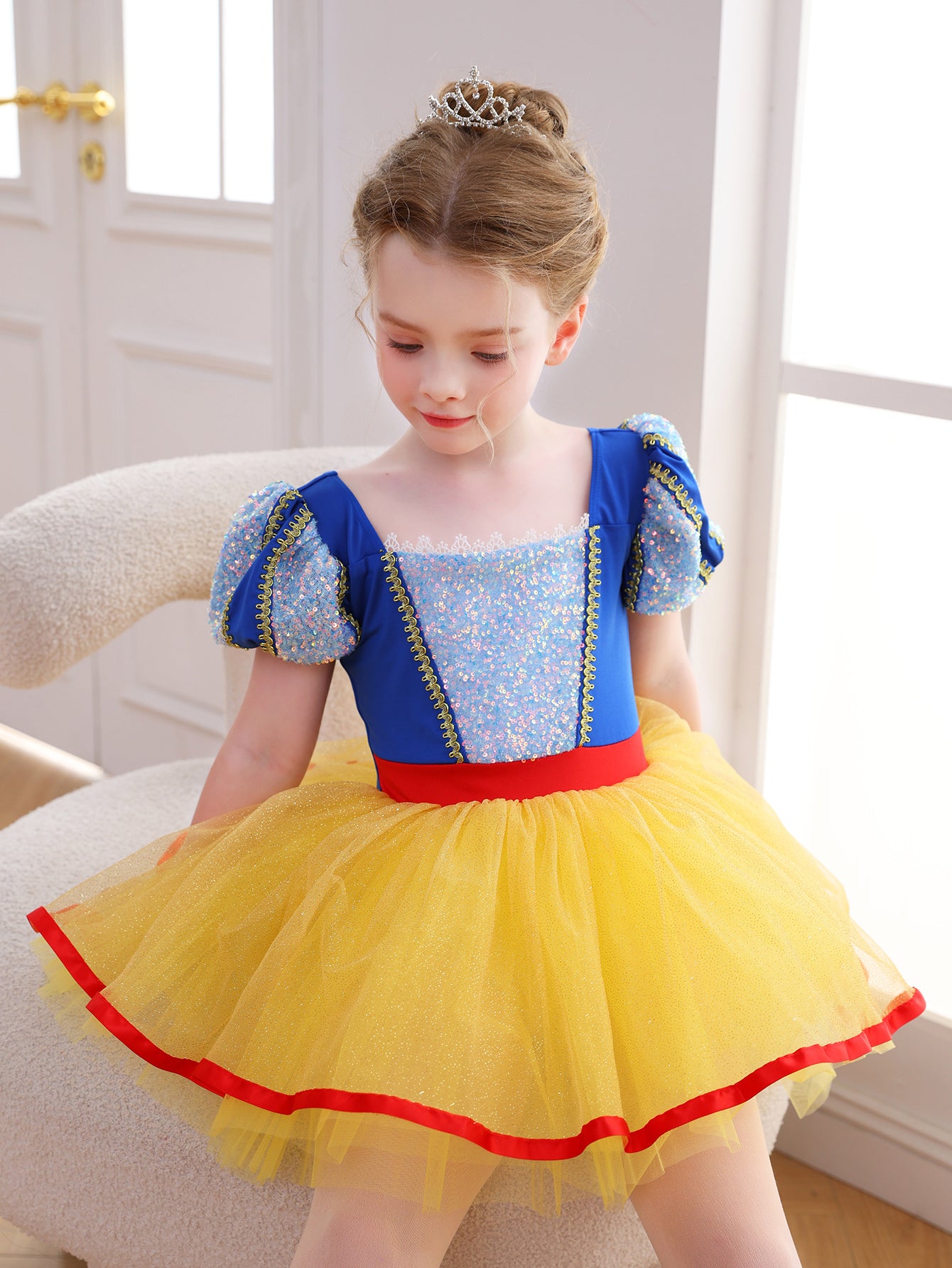 Girls Red Blue Yellow Princess Ballet Tutu Dress, Sparkly Dance Costume-ALP058
