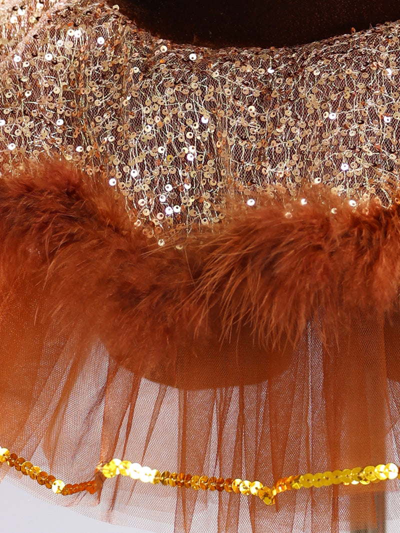 Kids Animal Theme Puff Sleeve Fluffy Performance Tutu