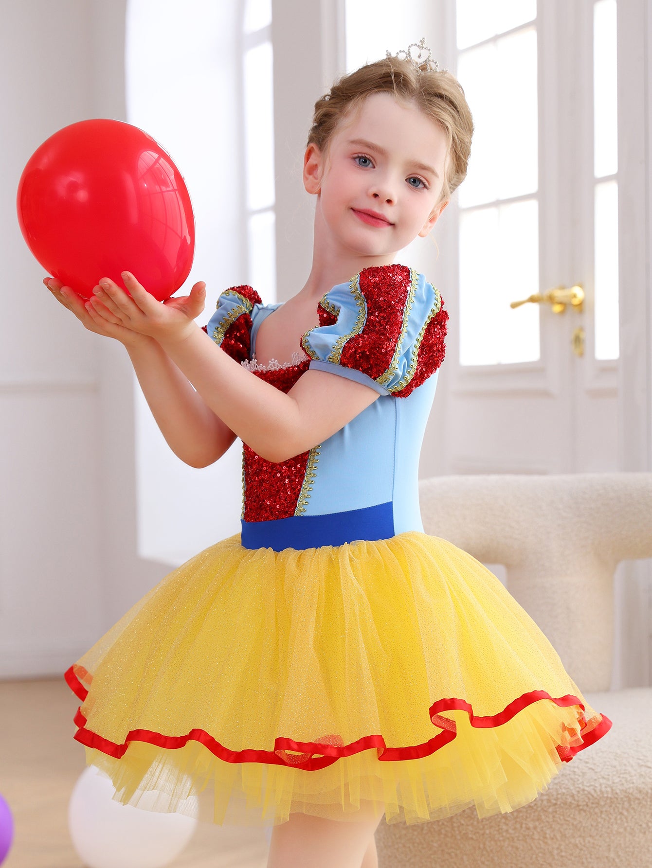 Girls Red Blue Yellow Princess Ballet Tutu Dress, Sparkly Dance Costume-ALP058