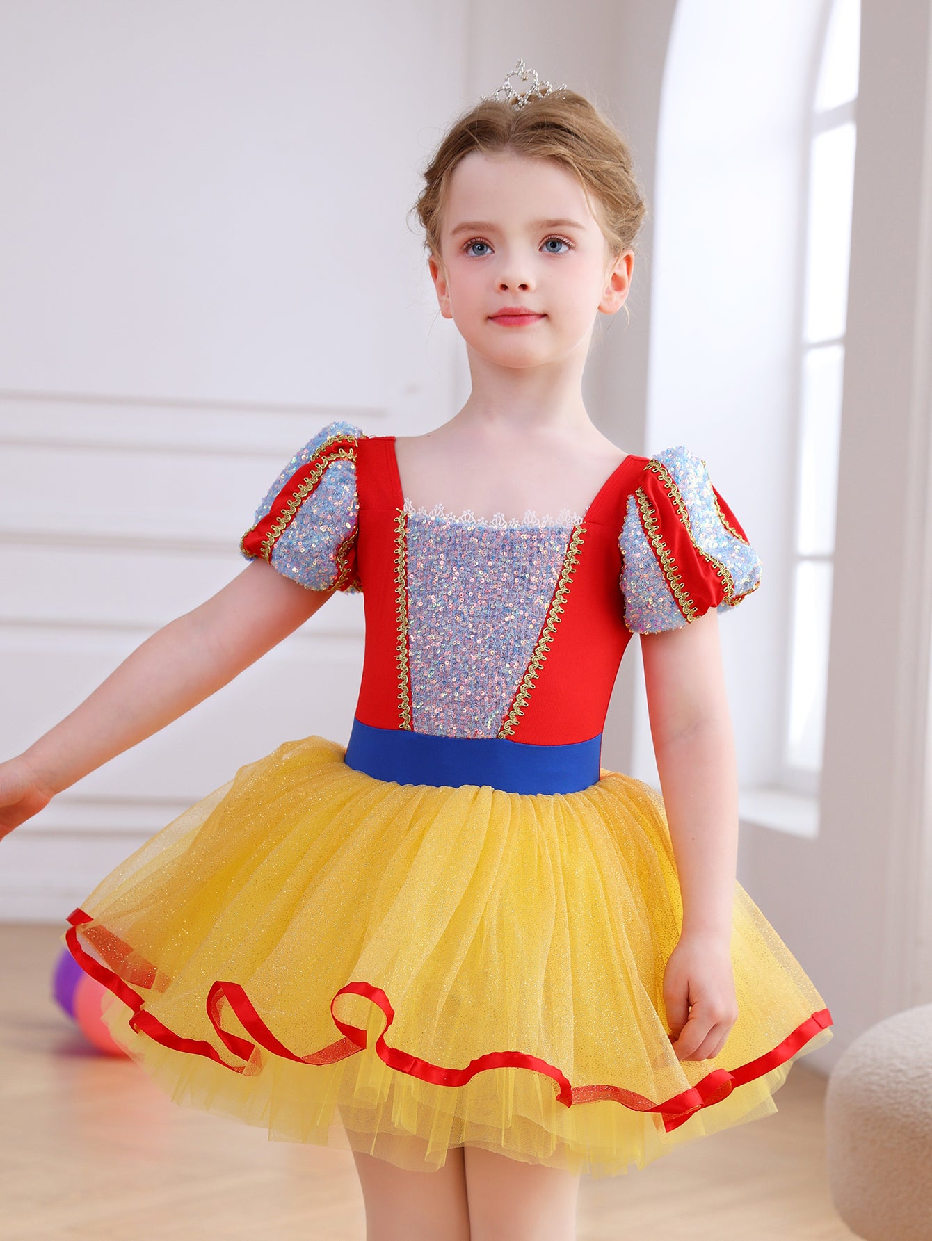 Girls Red Blue Yellow Princess Ballet Tutu Dress, Sparkly Dance Costume-ALP058