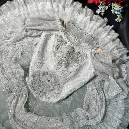 Sliver Sleeping Beauty Jewel Series Costume - Princess Aurora Inspired Gown with Gemstone Embellishments, Ballet Dance Outfit, Cosplay Dress-MDT1341
