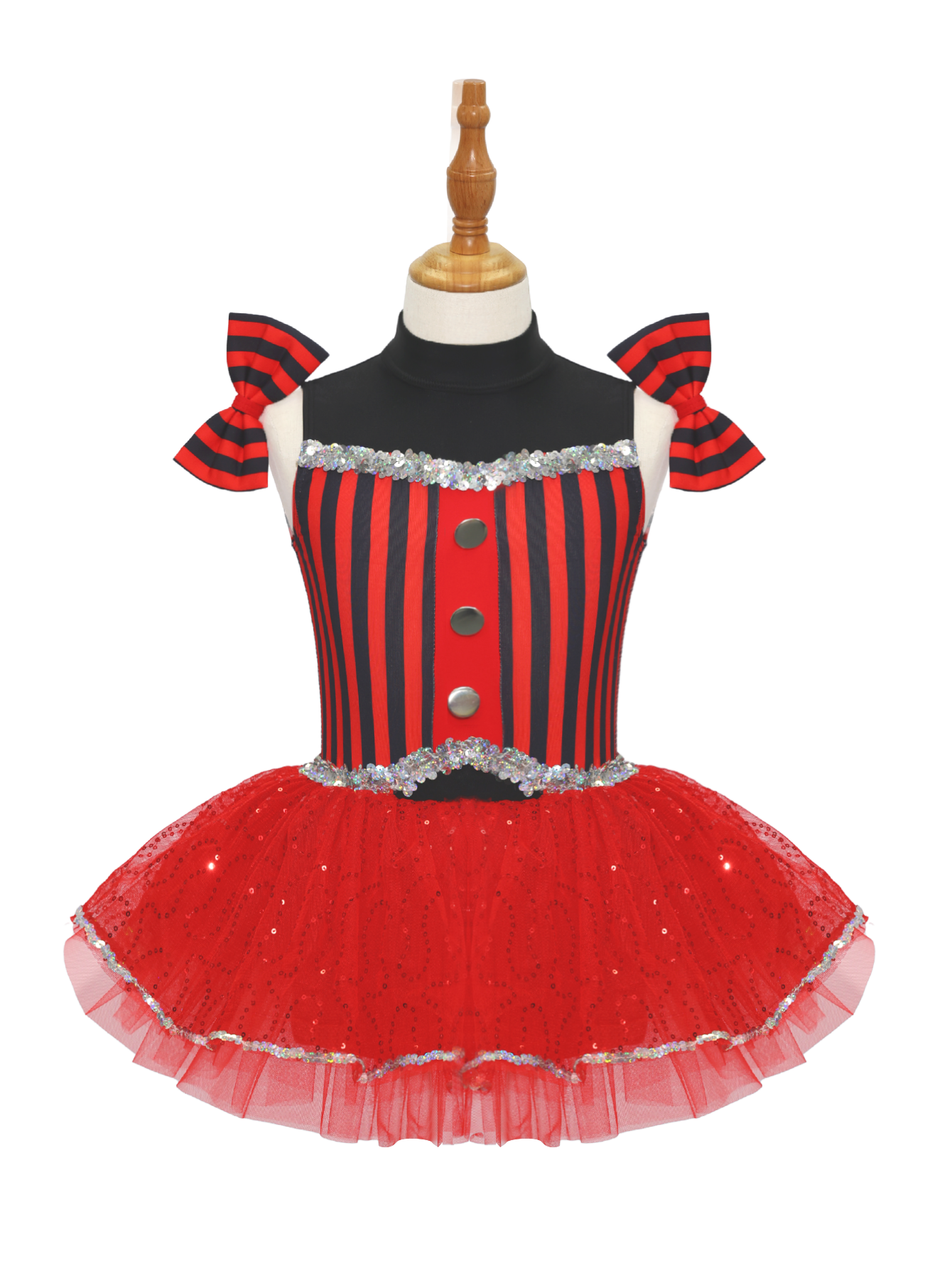 Red Black Striped Kids Jazz Dance Costume JSP008