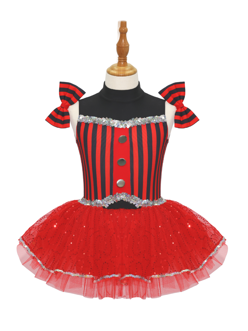 Red Black Striped Kids Jazz Dance Costume JSP008