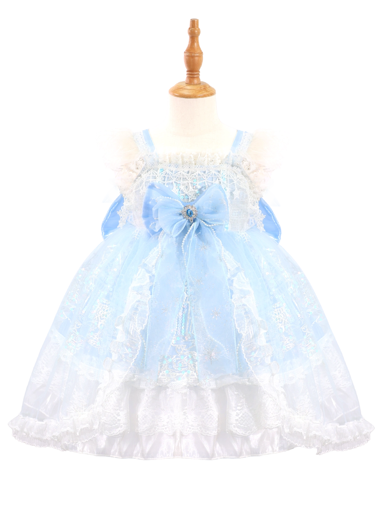 Light Blue Snowflake Princess Lolita Dress For Toddler Girl-W26006